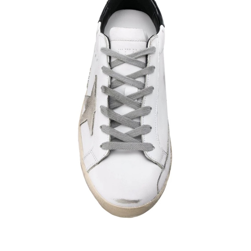 Golden Goose White Leather Sneakers with Grey Star and Black Heel - Picture 3 of 12